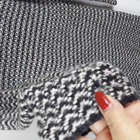 Cliche` Womens Black/White WOVEN Wool Knit Sweater Dress Mod edgy Sz.S - Picture 4 of 11